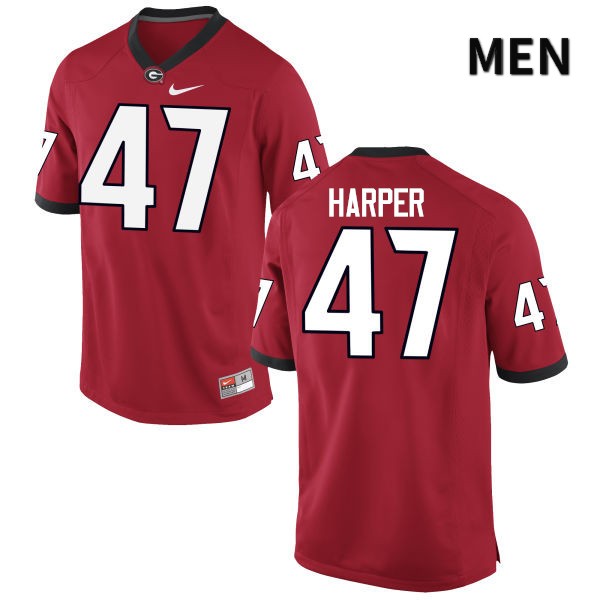 Georgia Bulldogs Men's Daniel Harper #47 Red Stitched College UGA Football Jersey 23ZL015GY